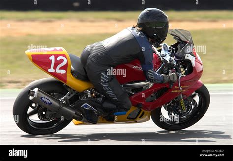 female motorcycle racer stock photo alamy