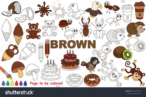 brown objects color elements set collection stock vector royalty