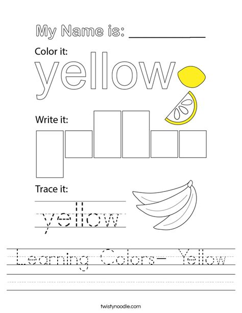 printable color yellow worksheets