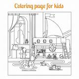 Coloring Kids Room Bed Book Illustration Stock Playing Boy sketch template