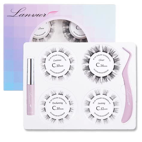 buy lanvier diy eyelash extension kit  clusters lash extension set glue bonded flutter wi