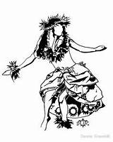 Hula Dancer Lehua Tattoo Girl Dennis Greenhill Hawaiian Open Islas Cook Drawing Tattoos sketch template