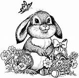 Bunny Easter Coloring Pages Adults Happy sketch template