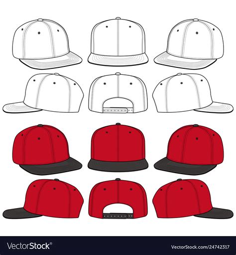snapback cap fashion flat sketch template vector image