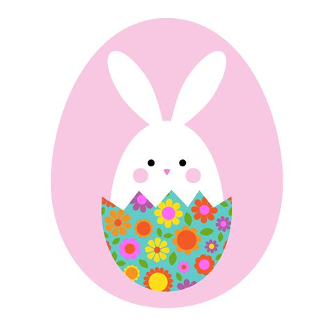 cute easter bunny  hatching floral egg  vector art  vecteezy