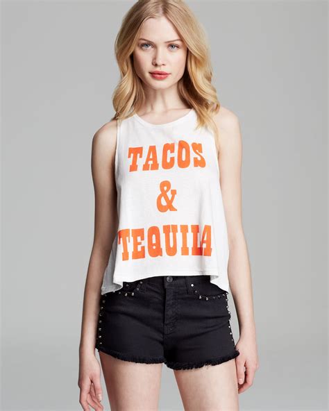 Minkpink Tank Tacos And Tequila Crop In White Lyst