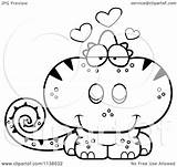 Chameleon Lizard Amorous Outlined Cute Clipart Cartoon Thoman Cory Coloring Vector sketch template