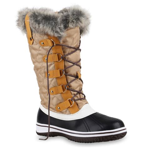 warm gefuetterte damen stiefel winterstiefel snow boots schuhe