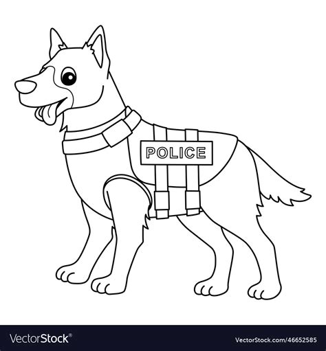 police dog isolated coloring page  kids vector image