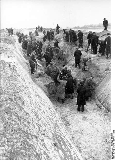 [photo] German Volkssturm Soldiers Digging Anti Tank Ditches Outside