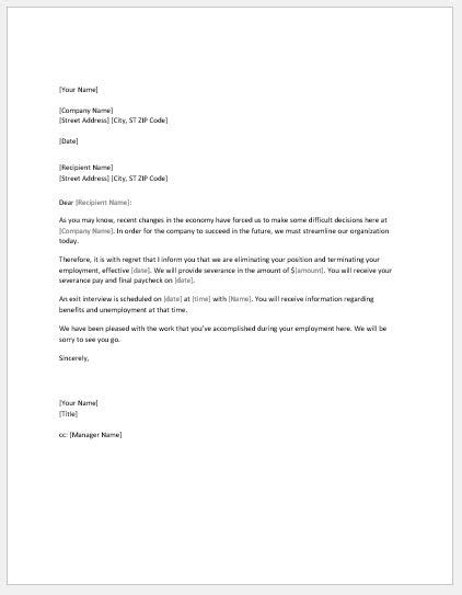layoff notice ms word template formal word templates