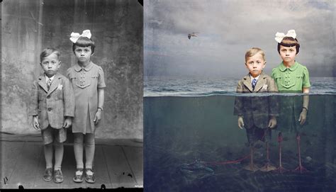 artist jane long digitally manipulates black and white wwi era photos into colorful works of