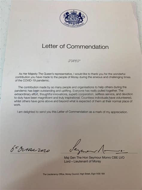 letter  commendation forres area community trust