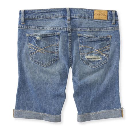 aeropostale womens bermuda jean shorts denim cotton dark medium