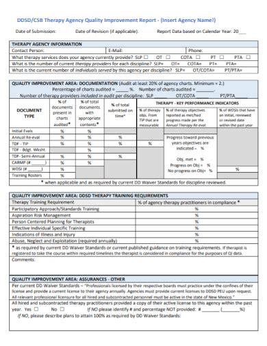 quality improvement report samples continuous project annual