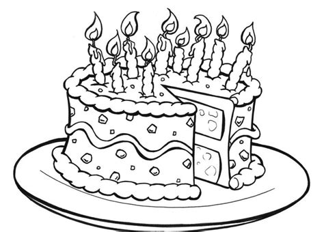 birthday cake  candles   sitting  top   plate coloring page