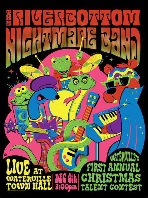 riverbottom nightmare band gig poster  dave perillo blacklight  plastic meatball