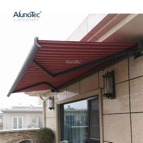 manual operated folding arm retractable canvas fabric cover patio retracted awnings china