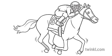jockey racing  horse coloring page kentucky derby usa ks black  white