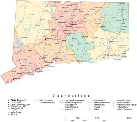 state map  connecticut  adobe illustrator vector format detailed