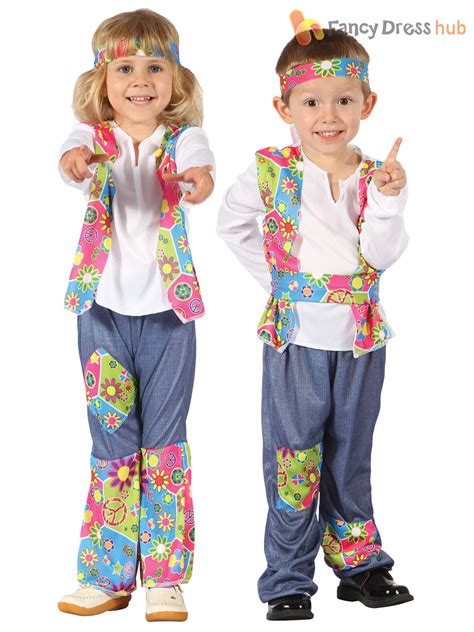 toddler hippy costume boys girls  fancy dress hippie outfit