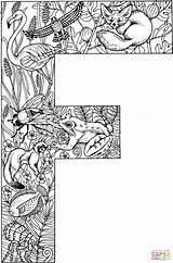 Letter Coloring Pages Printable Colouring Alphabet Animals Letters Bokstäver Målarbilder Bokstaven Att Ut Skriva Kids Gratis Adult Supercoloring English Drawing sketch template