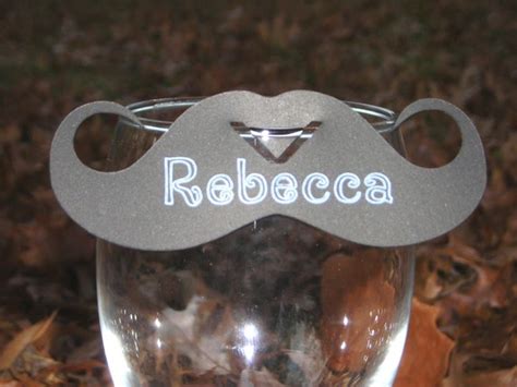 Items Similar To Mustache Wine Glass Place Cards On Etsy