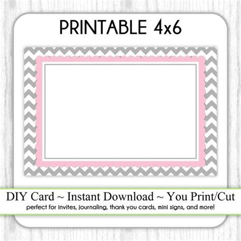 printable  card gray  pink chevron  blank card