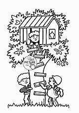 Coloring Treehouse Tree House Kids Summer Fun Pages Seasons Print Printables Designlooter 1480 13kb Drawings sketch template