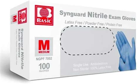 synguard basic nitrile examination gloves box   medical