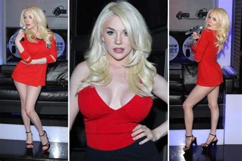 courtney stodden steps out in plunging red outfit for filming on the