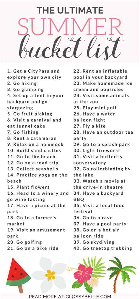 ultimate summer bucket list  fun summer activities  adults