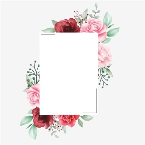 elegant watercolor floral frame with red and pink roses flowers flower