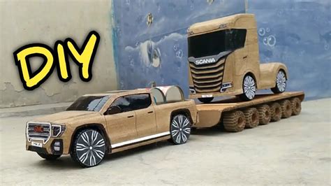 diy cardboard rc car gmc pickup truck  trailer diy rc cardboard toy cardboard car gmc