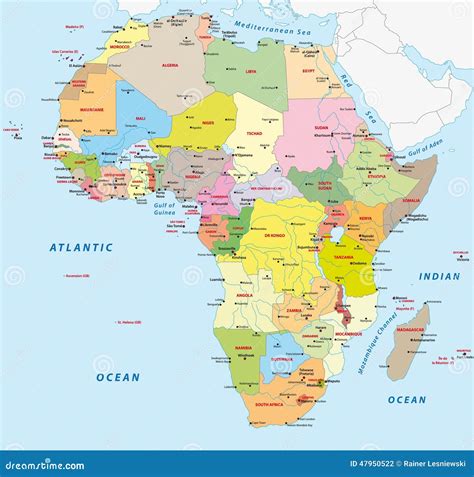 de politieke kaart van afrika vector illustratie afbeelding