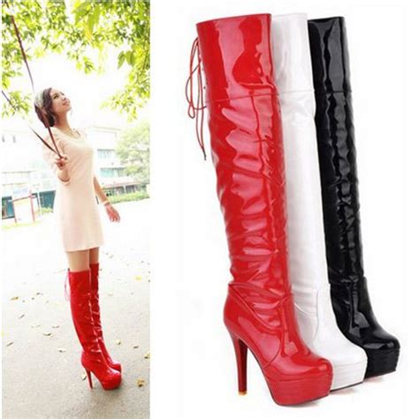 Red Leather Thigh High Boots Coltford Boots