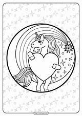 Eenhoorn Heart Unicornio Coloriage Coeur Regenboog Unicorns Coração Licorne Unicórnio Afdrukken Bezoeken sketch template