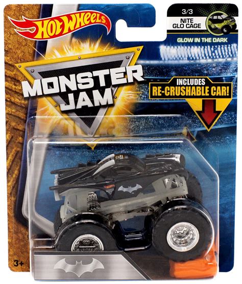 hot wheels monster jam dc comics batman  die cast car nite glo cage