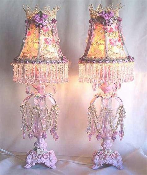 Shabby French Vintage Pink Roses Boudoir Lamp And Shade