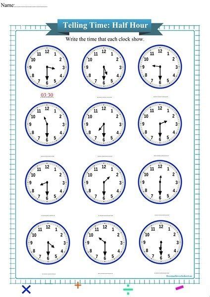 telling time  hour worksheets worksheets master