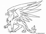 Griffin Coloring Gryphon Sketch Printable sketch template