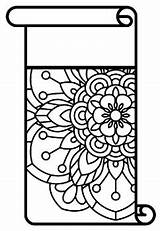 Name Style Pennant Mandala Banner Coloring Pattern Set Scroll sketch template