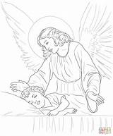 Angel Coloring Guardian Pages Sleeping Child Over Kids Da Drawing Disegni Catholic Angels Para Children Printable Colorir Baby Color Dibujos sketch template