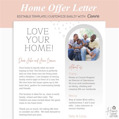 home offer letter template editable letter  seller buyer  offer