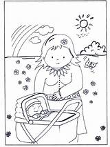 Baby Coloring Pages Kleurplaat Thema Met Pram Beschuit Muisjes Meisje Kinderwagen Småbarn Advertisement Library Babies Birth Children Annonse sketch template