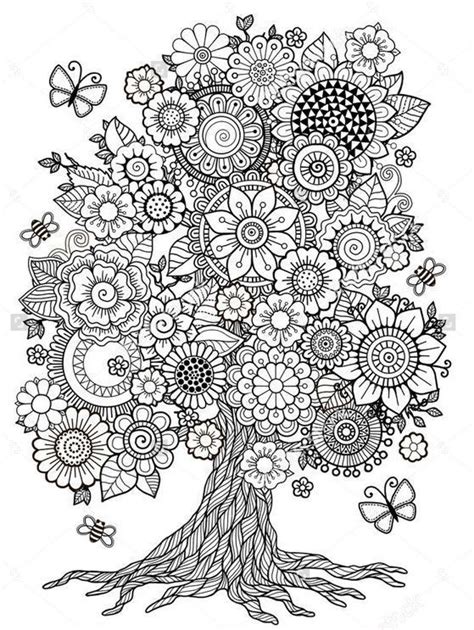 flower tree printable coloring page mandala coloring pages coloring