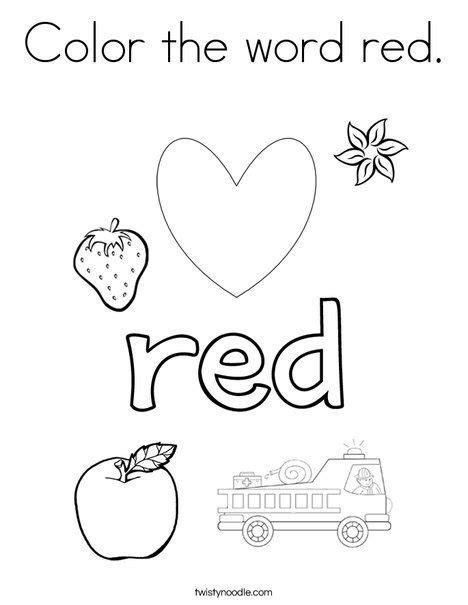 color  word red coloring page color red activities color words
