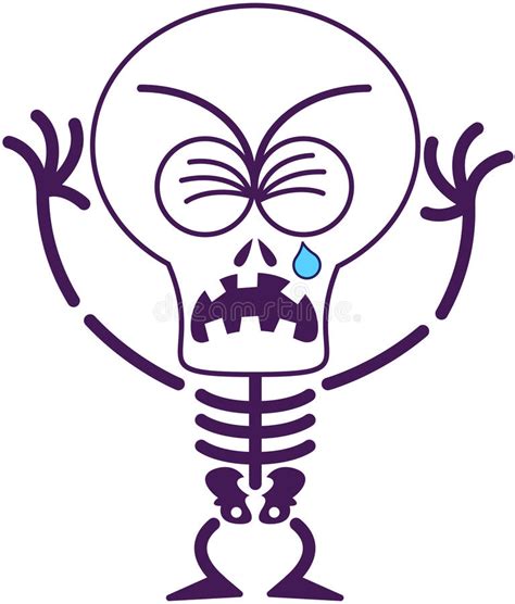 cute halloween skeleton crying and sobbing stock vector