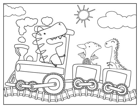 cute dinosaur train coloring pages pagesinstant etsy