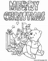 Christmas Coloring Bear Pooh Presents Pages Printable sketch template